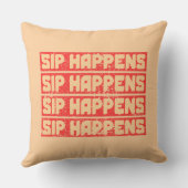 Sip Happens – Funny Panda Boba Retro Style クッション (裏面)
