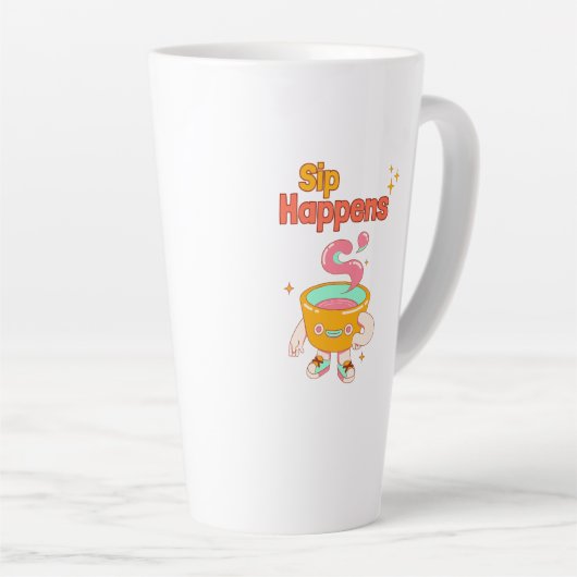 Sip Happens Humor Latte Mug カフェラテマグ (右アングル)