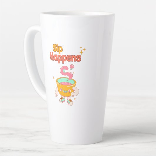 Sip Happens Humor Latte Mug カフェラテマグ (左アングル)