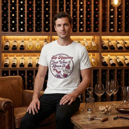 Sip Happens Just Wine About It Funny Wine Pun Tシャツ