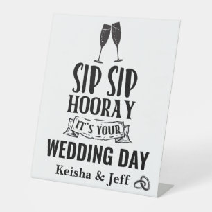 Sip Hoorayあなたの結婚式の日モダンカスタム 台座サイン