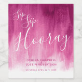 Sip Hoorayの濃い結婚ピンクのワインラベル ワインラベル (シングルラベル)