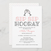 Sip Hoorayシャンパントーストブライダルシャワー 招待状 (正面/裏面)