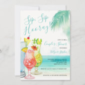 Sip Hoorayトロピカルカクテルカップルのシャワー 招待状 (正面)
