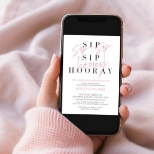 Sip Hoorayフォトシンプルバーチャルウェディングシャワー 招待状