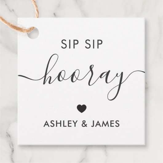 Sip Hoorayラベル、結婚のギフトラベル、Kraft フェイバータグ (正面)