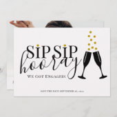 Sip Hooray我々は写真得日婚約した付を保存 案内状 (正面/裏面)