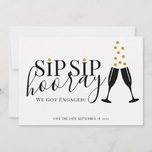 Sip Hooray我々は写真得日婚約した付を保存 案内状