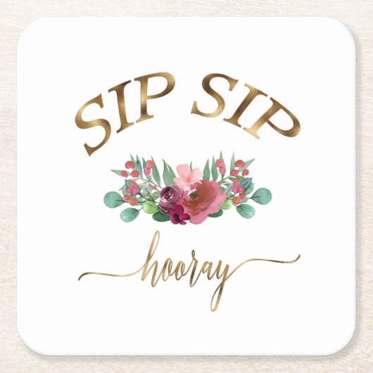 sip hooray-blumen! スクエアペーパーコースター (正面)