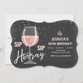 Sip Hooray Chalkboardワインアダルト誕生日 招待状 (正面)