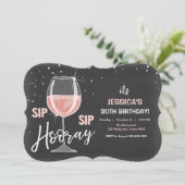 Sip Hooray Chalkboardワインアダルト誕生日 招待状 (スタンド正面)