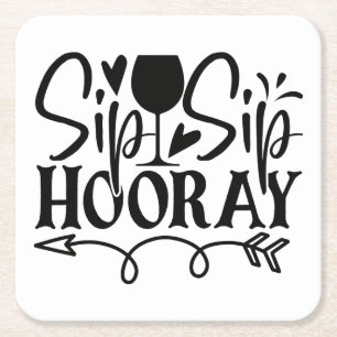 Sip Hooray Cute白黒ズ スクエアペーパーコースター