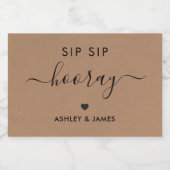 Sip Hooray Stickers,'s 結婚 Giftラベル, Kraft スパークリングワインラベル (シングルラベル)