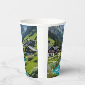 "Sip in the Swiss Serenity - Alpine Village 紙コップ (右)