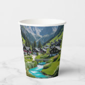 "Sip in the Swiss Serenity - Alpine Village 紙コップ (正面)