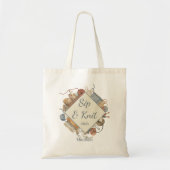 Sip & Knit Club Knitting Lovers Personalized トートバッグ (正面)