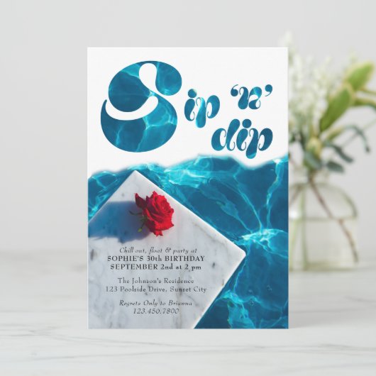 Sip nディッププールパーティーグルーヴィタイポグラフィ夏 招待状 (スタンド正面)