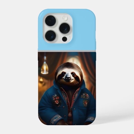 "Sip 'n' Slow: The Cozy Sloth in a Drinking Jacket iPhoneケース (裏面)