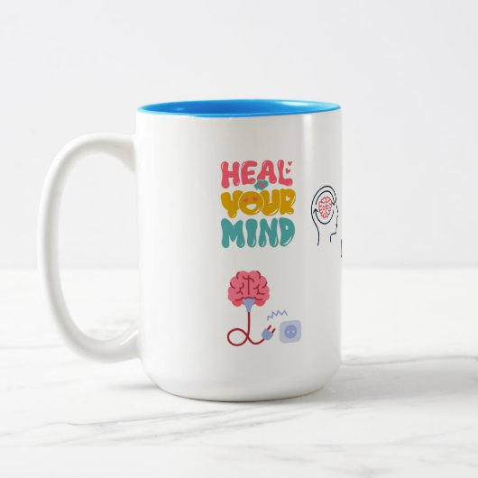 SIP OF PEACE, HEAL YOUR MIND 15OZ CERAMIC MUG ツートーンマグカップ (左)