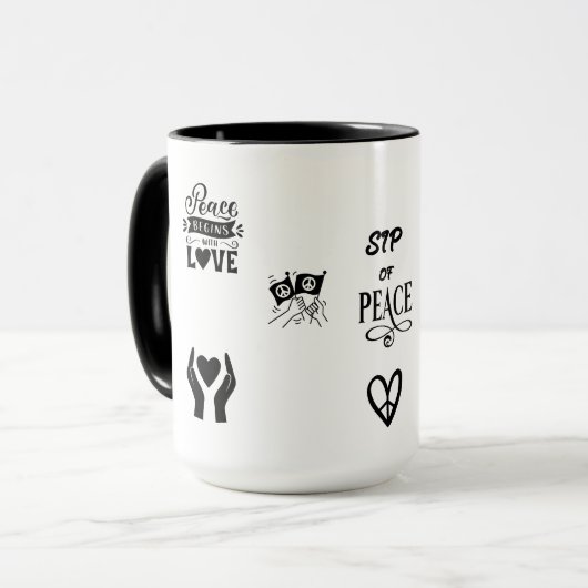 SIP OF PEACE, HOPE TWO-TONE CERAMIC 15OZ. MUG マグカップ (正面左)