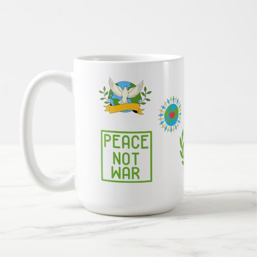  SIP OF PEACE,NOT WAR  15OZ CERAMIC MUG コーヒーマグカップ (左)