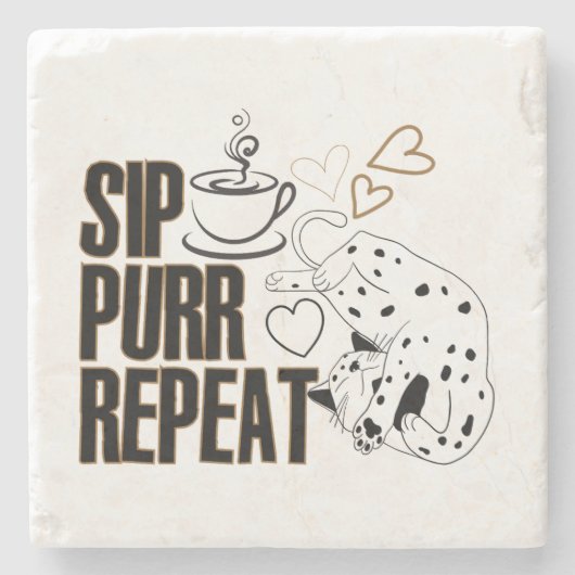 sip、purr、repeat.w ストーンコースター (正面)