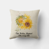 Sip, , Repeat リラックス With Sunflowers装飾用クッション クッション (裏面)