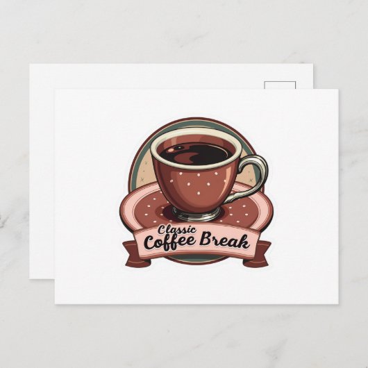 Sip & Savor:レトロ・カフェからの挨拶 ポストカード (正面/裏面)