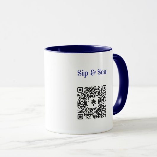 Sip & Sea Coffee Mug with QR Code マグカップ (正面右)