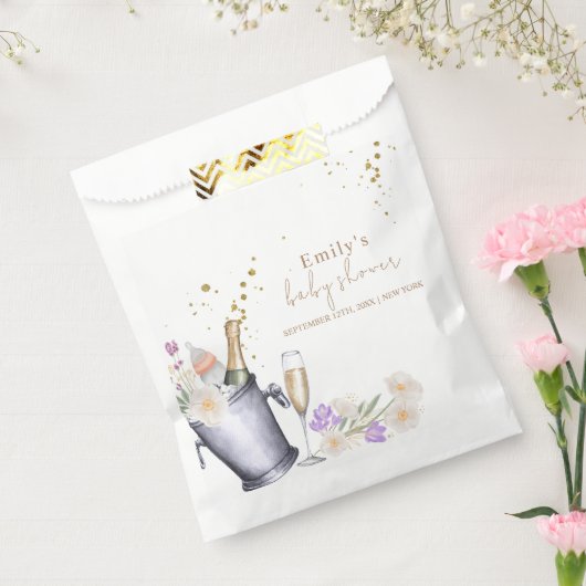 Sip & Seeエレガント Champagneボトルベビーシャワー フェイバーバッグ (封をした状態)