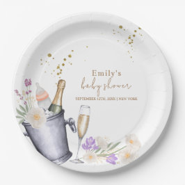 Sip & Seeエレガント Champagneボトルベビーシャワー ペーパープレート