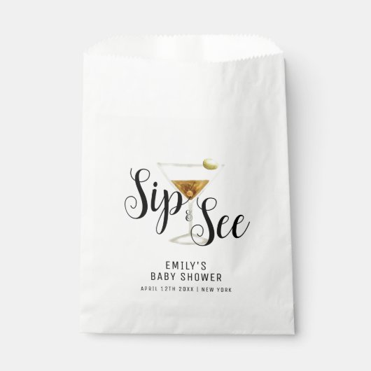 Sip & Seeエレガント Martiniカクテルベビーシャワー フェイバーバッグ (正面)