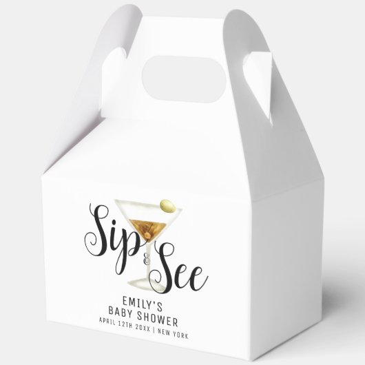 Sip & Seeエレガント Martiniカクテルベビーシャワー フェイバーボックス (裏面)