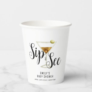 Sip & Seeエレガント Martiniカクテルベビーシャワー 紙コップ