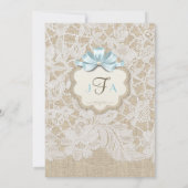 Sip & Seeバーラップレースボトルブルーボーイバンティング 招待状 (裏面)