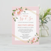 Sip & Seeベビーガール赤面ピンクバーチャルベビーシャワー 招待状 (スタンド正面)