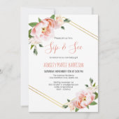 Sip & Seeベビーガール赤面フローラベビーシャワー 招待状 (正面)