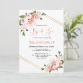 Sip & Seeベビーガール赤面フローラベビーシャワー 招待状 (スタンド正面)