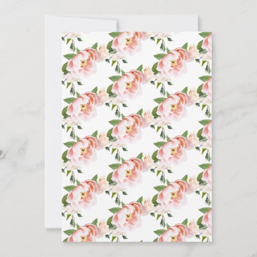 Sip & Seeベビーガール赤面フローラベビーシャワー 招待状 (裏面)