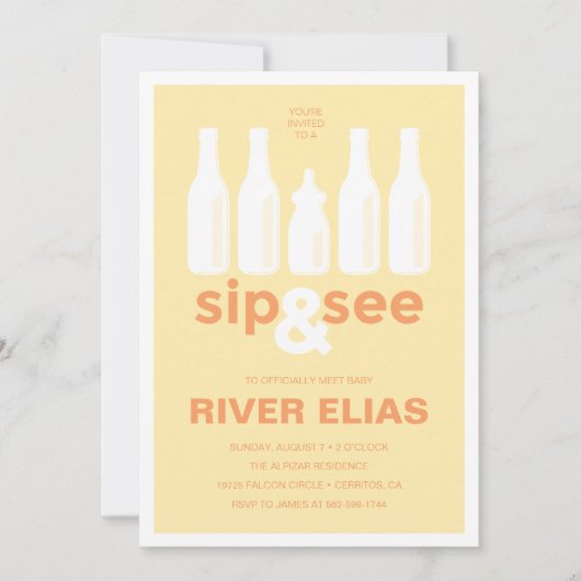 Sip & Seeベビーシャワー招待状 招待状 (正面)