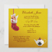 Sip & Seeベビーinクリスマスストッキングベビーシャワー 招待状 (裏面)