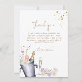 Sip & Seeモダン Champagneボトルベビーシャワー サンキューカード (正面)