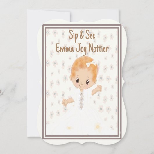 Sip & See招待状for Baby Girl (正面)