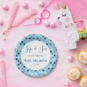 Sip & See男の赤ちゃんシャワーブルー水玉模様 ペーパープレート (パーティー)