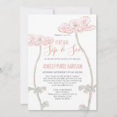 Sip & See赤面ピンクベビーガールバーチャルベビーシャワー 招待状 (正面)