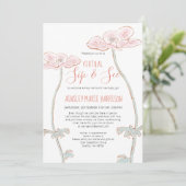 Sip & See赤面ピンクベビーガールバーチャルベビーシャワー 招待状 (スタンド正面)