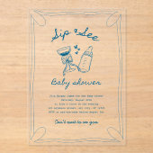Sip & see boy acrylic baby shower invitation アクリル招待状 (正面)