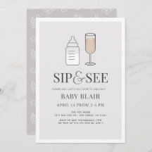 Sip & See Champagneボトルグレーベビーシャワー