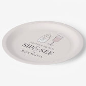 Sip & See Champagneボトルピンクベビーシャワー ペーパープレート (アングル)