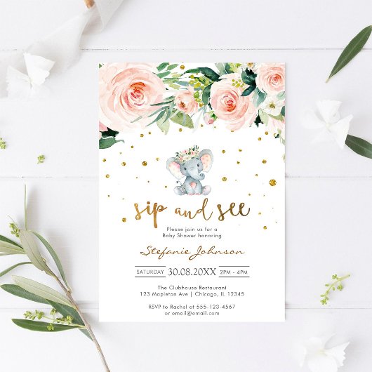 Sip & See Little Peanut Baby Shower Invitation 招待状